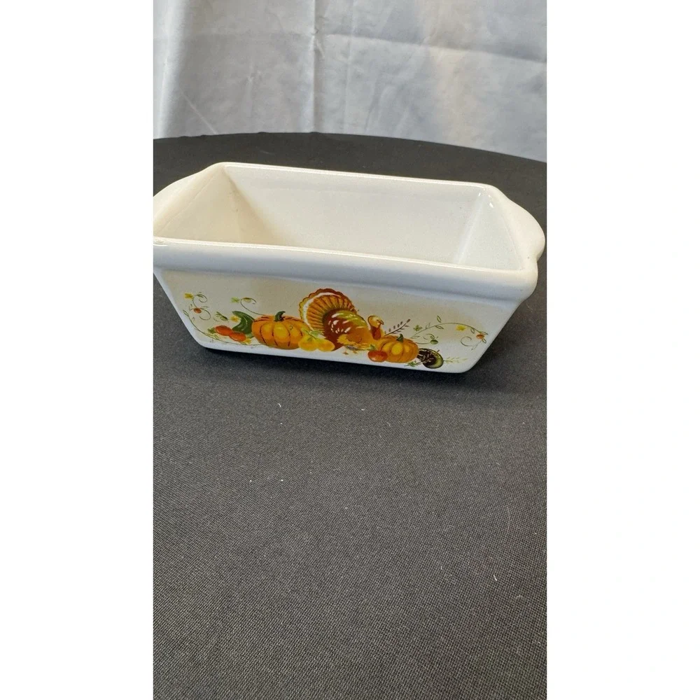 Mini-loaf Pan Stoneware Ceramic THANKSGIVING‎